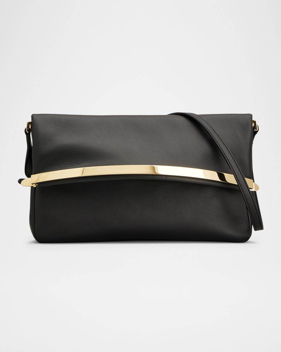 Golden Flap Leather Shoulder Bag